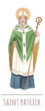 Saint Patrick illustration au format signet avec vie du saint au verso