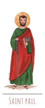 Saint Paul illustration au format signet avec vie du saint au verso