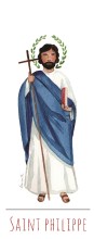 Saint Philippe illustration au format signet avec vie du saint au verso