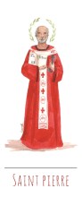 Saint Pierre illustration au format signet avec vie du saint au verso