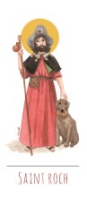 Saint Roch illustration au format signet avec vie du saint au verso