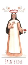 Lot de 10 signets saint patron - Sainte Rose