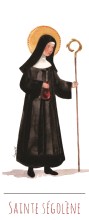 Sainte Segolene illustration au format signet avec vie de la sainte au verso