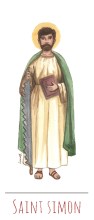 Saint Simon illustration au format signet avec vie du saint au verso
