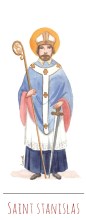 Saint Stanislas illustration au format signet avec vie du saint au verso