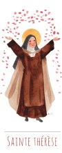 Sainte Therese illustration au format signet avec vie de la sainte au verso