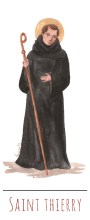Saint Thierry illustration au format signet avec vie du saint au verso
