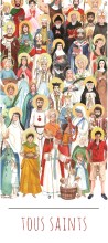 Tous Saints illustration au format signet avec vie du saint au verso