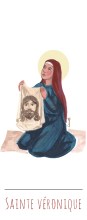 Sainte Veronique illustration au format signet avec vie de la sainte au verso