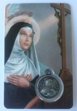Image de prière plastifiée avec médaille : Ô sainte Rita, sainte de l'impossible...