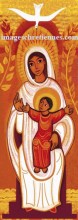 magnet en signet de la Vierge à l'Enfant avec la colombe de l'Esprit