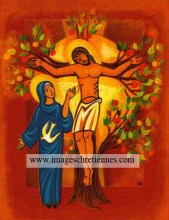 icône représentant la Croix arbre de vie avec Marie