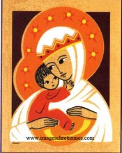 icône naïve représentant une Vierge de tendresse couronnée