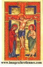 image avec le christ en croix rouge pour ordination ou voeux religieux