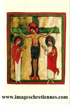 image du christ en croix verte pour ordination ou voeux religieux