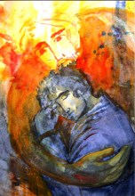 Carte Miséricorde homme bleu, illustration Soeur Marie Anastasia