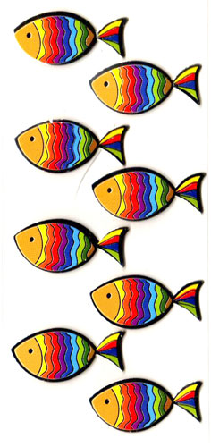 Stickers ichtus couleurs 4 cm