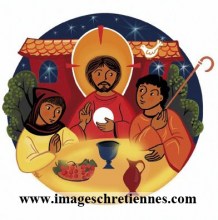 magnet de première communion avec les pélerins d'Emmaus
