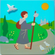 saint patron garçon personnalisable : enfant avec son ange gardien