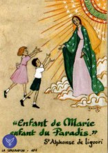 image de premiere communion avec la Vierge Marie