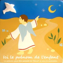 saint patron garçon : ange accompagné d'une colombe montrant le ciel