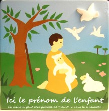 saint patron garçon : petit berger avec bâton et 2 moutons