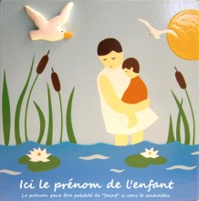 saint patron garçon : évocation de saint christophe portant l'enfant Jésus
